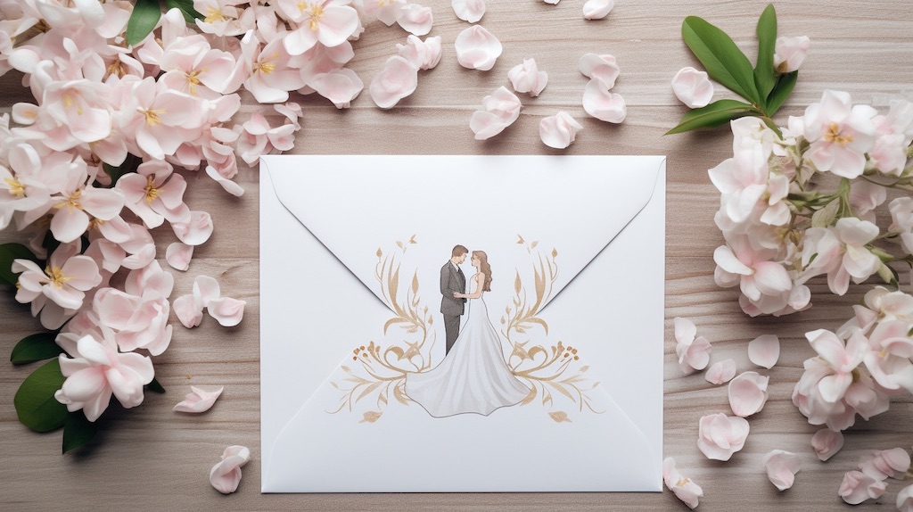 vœux de mariage avec carte fleurie 